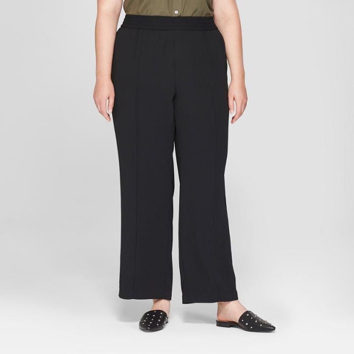 Women's Plus Size Wide Leg Pants - A New Day Black