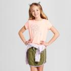 Girls' Short Sleeve Girls Never Give Up Graphic T-shirt - Cat & Jack Peach