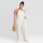 Women's Plus Size Sleeveless Square Neck Belted Overalls Jumpsuit - Universal Thread Off-white 1x, Women's, Size: