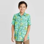 Boys' Short Sleeve Button-down Challis Shirt - Cat & Jack Green