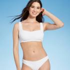 Women's Pucker Textured Square Neck Bralette Bikini Top - Shade & Shore White