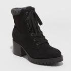 Women's Aveline Microsuede Heeled Lace Up Fashion Boots - Universal Thread Black