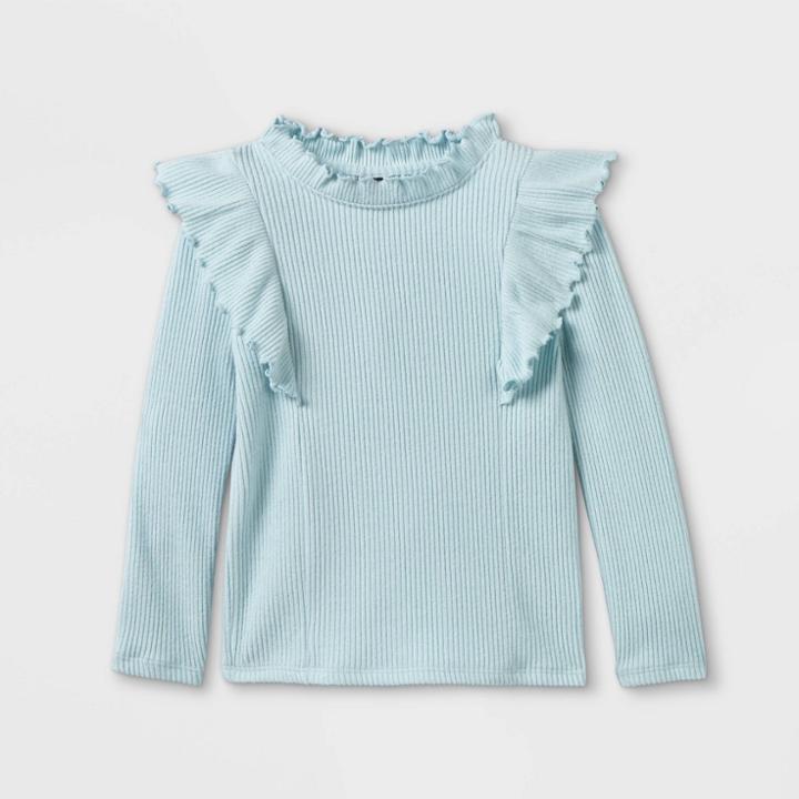 Toddler Girls' Mock Neck Rib Cozy Sweatshirt - Art Class
