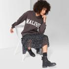 Women's Long Sleeve Hooded Tunic Sweatshirt Malibu Graphic - Wild Fable Charcoal Xs, Women's, Gray
