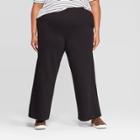 Women's Plus Size Wide Leg Knit Pants - Ava & Viv Black