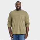 Men's Big & Tall Long Sleeve Garment Dyed Pocket T-shirt - Goodfellow & Co Forest Green