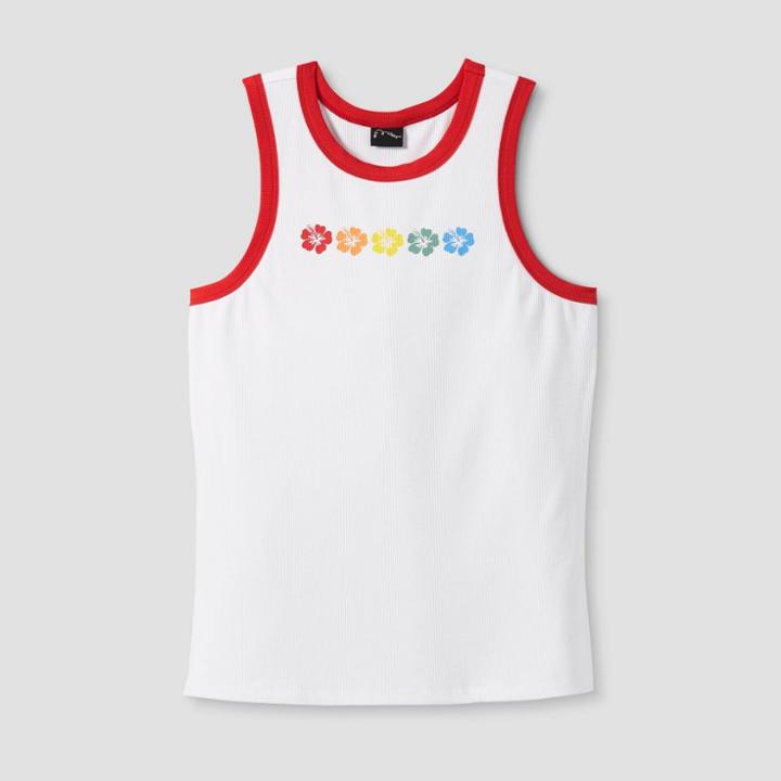 Girls' High Neck Graphic Tank Top - Art Class Red/white