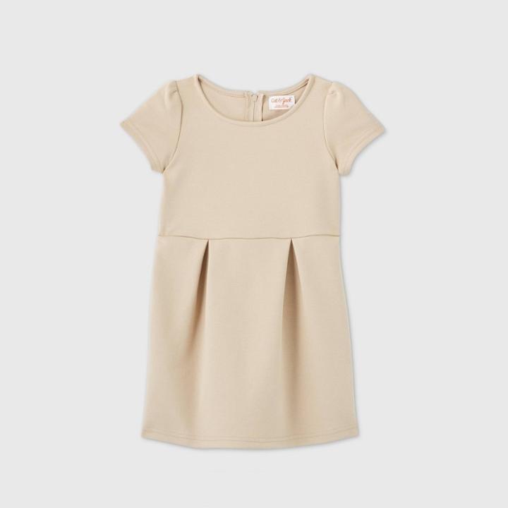 Petitetoddler Girls' Stretch Short Sleeve Uniform Knit Dress - Cat & Jack Beige
