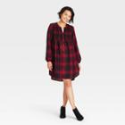 Women's Long Sleeve Button-front Dress - Knox Rose Red Plaid