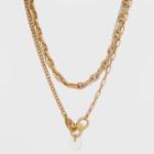 Flat Arc Charm Layered Chain Necklace - Universal Thread Ivory