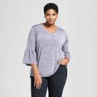 Women's Plus Size Flare 3/4 Sleeve Top - Ava & Viv Lavender (purple) X