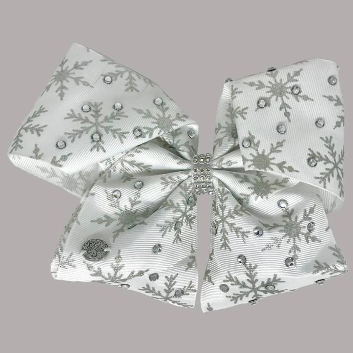 Girls' Nickelodeon Jojo Siwa Glitter Snowflakes Bow Hair Clip - White, Girl's, White Black