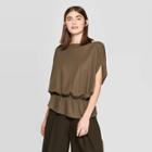 Women's Batwing Elbow Sleeve Boat Neck Top - Prologue Olive