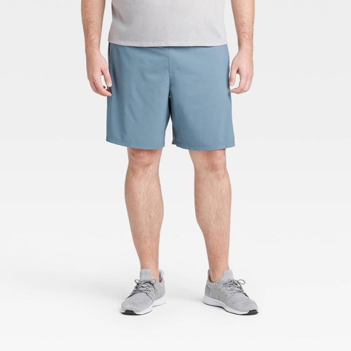 Men's 9 Lined Run Shorts - All In Motion Blue Gray S, Men's,