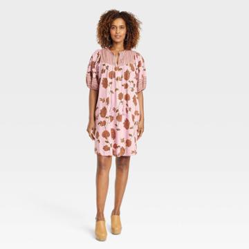 Women's Short Sleeve A-line Dress - Knox Rose Berry Pink Floral