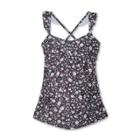 Maternity Floral Print Ruffle Strap Tankini Top - Isabel Maternity By Ingrid & Isabel Black