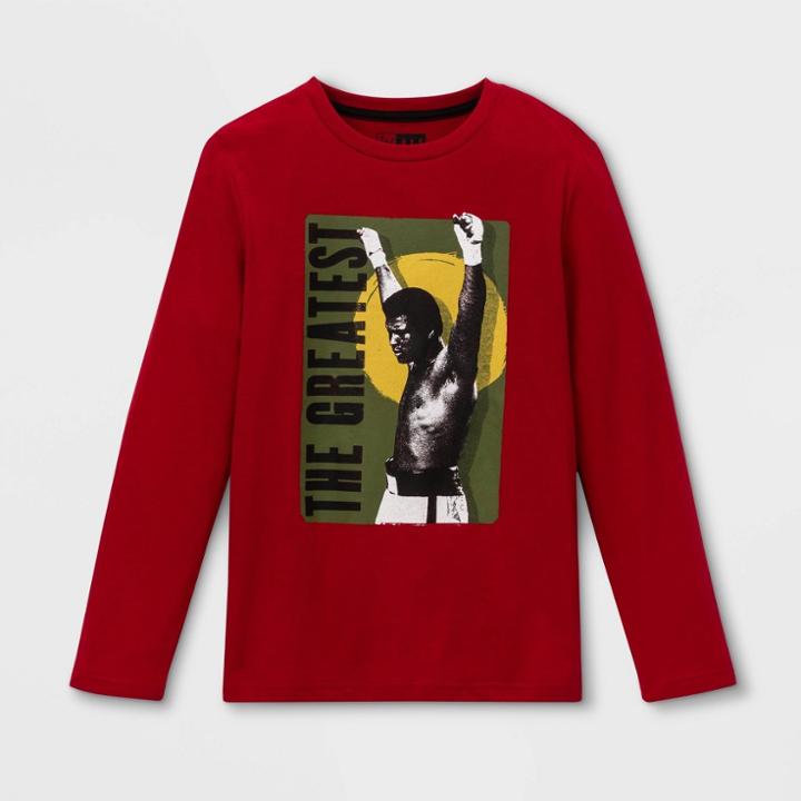 Muhammad Ali Well Worn Toddler The Greatest Long Sleeve Crewneck T-shirt - Red 2t, Toddler Boy's
