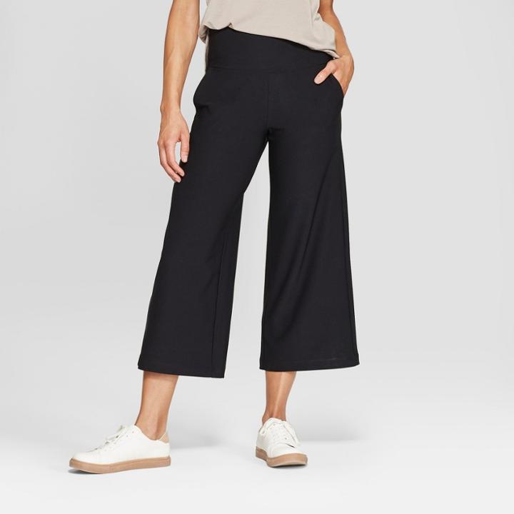 Mpg Sport Women's High-waisted Wide Leg Knit Crop - Black