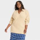Women's Plus Size V-neck Tunic Pullover Sweater - Ava & Viv Tan X