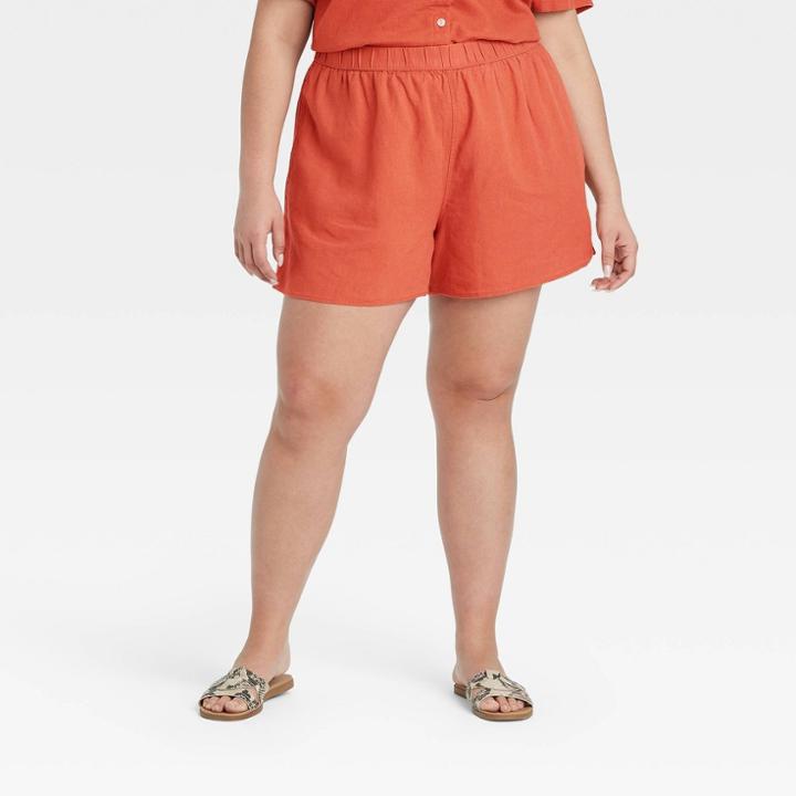 Women's Plus Size High-rise Pull-on Shorts - Universal Thread Rust