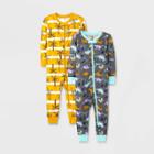 Baby Boys' 2pk Dino And Palm Pajama Romper - Cat & Jack 12m, Gray/black/white