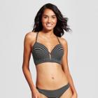 Women's V Wire Textured Midi Bikini Top - Xhilaration Black Textured Stripe D/dd Cup