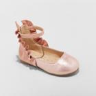 Toddler Girls' Ankle Strap Metallic Ballets - Cat & Jack Pink