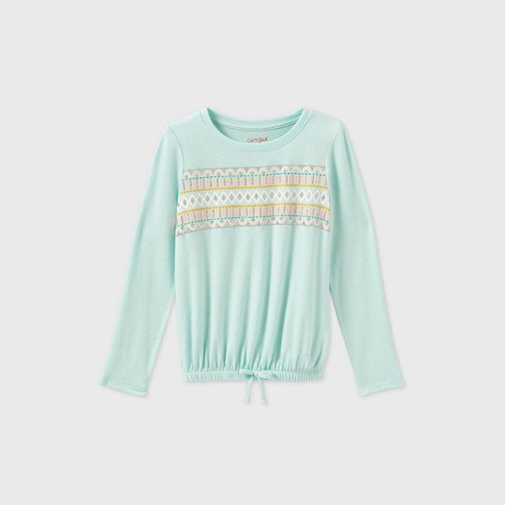Girls' Long Sleeve Fair Isle Cozy Pullover T-shirt - Cat & Jack Aqua