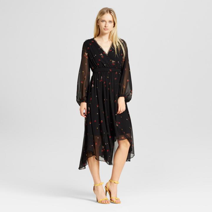 Women's Handkerchief Hem Dress - Who What Wear Black Floral