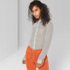 Women's Striped Oversized Long Sleeve Chiffon Top - Wild Fable White/black