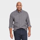 Men's Tall Floral Print Standard Fit Stretch Poplin Long Sleeve Button-down Shirt - Goodfellow & Co Royal Blue