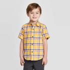 Petitetoddler Boys' Short Sleeve Plaid Button-down Shirt - Cat & Jack Yellow 12m, Toddler Boy's