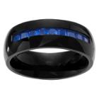 Territory 3 / 8 Ct. T.w. Square-cut Cz Men's Wedding Inlaid Set Ring In Titanium - Blue,