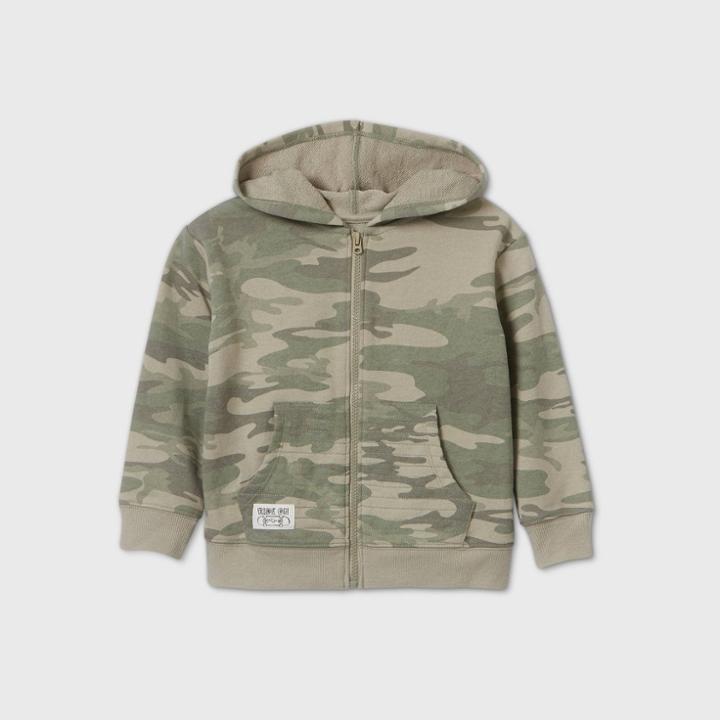 Toddler Boys' Camouflage Zip-up Hoodie - Art Class Green