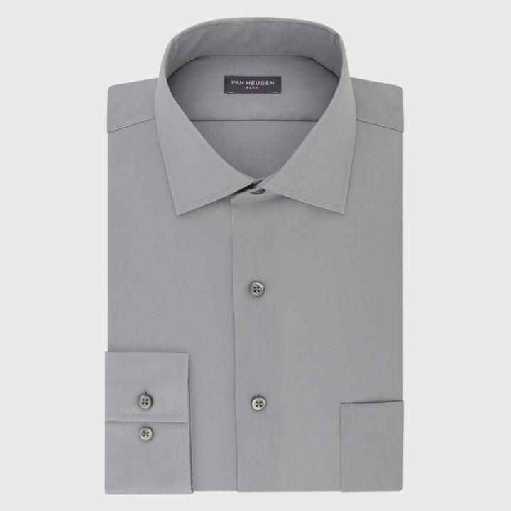 Van Heusen Men's Regular Fit Long Sleeve Button-down Shirt - Gray