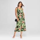 Women's Floral Print Sleeveless Wide Leg Jumpsuit - Lux Ii - Green