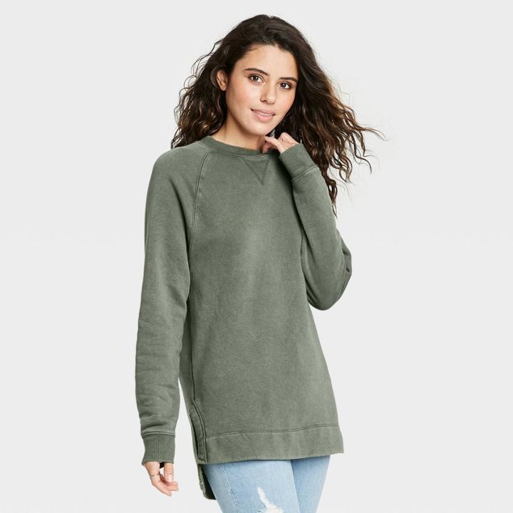 Women's Fleece Tunic Sweatshirt - Universal Thread Dark Green