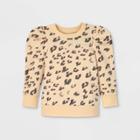 Grayson Mini Toddler Girls' Animal Print Puff Sleeve Fleece Pullover - Cream