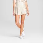 Women's Lace-up Twill Shorts - A New Day Khaki