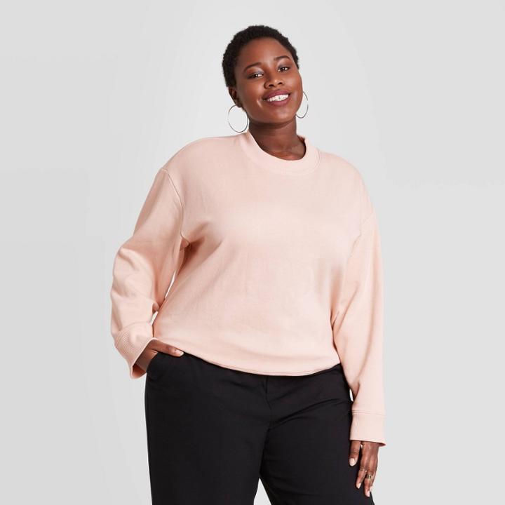 Women's Plus Size Fleece Sweatshirt - A New Day Pink