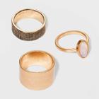 Semi-precious Moonstone Textured Ring Set 3pc - Universal Thread Gold