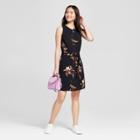 Women's Floral Print Sleeveless Shirtdress - A New Day Black