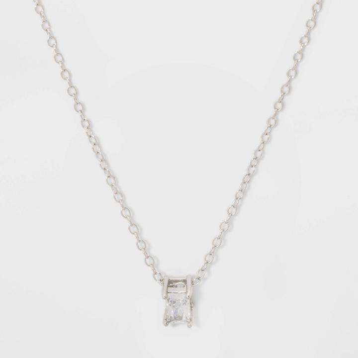 Baguette Cubic Zirconia Sterling Silver Necklace - A New Day
