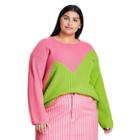 Women's Plus Size Crewneck Pullover Sweater - Victor Glemaud X Target Pink/green