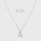 Sterling Silver Initial H Earrings And Necklace Set - A New Day Silver, Girl's,
