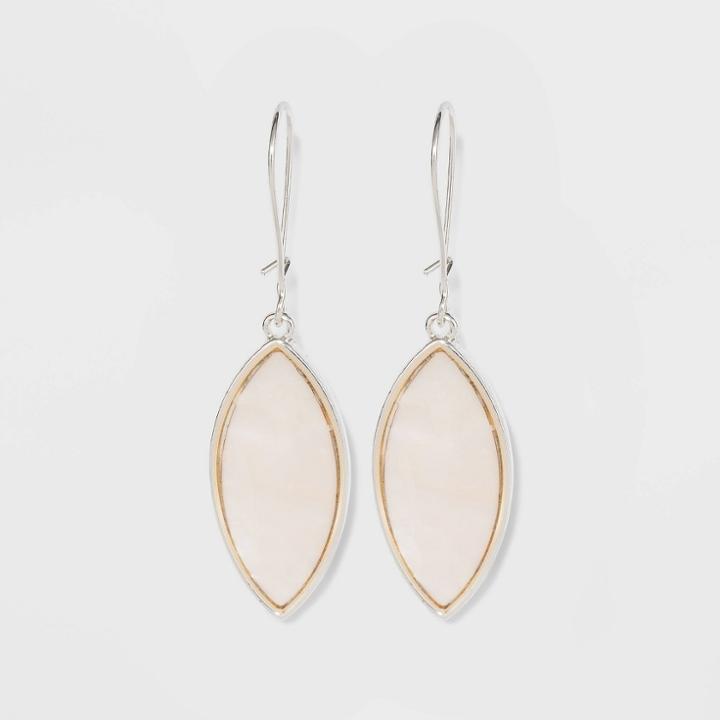 Mother Of Pearl Oval Earrings - A New Day Silver, Women's