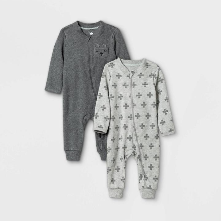 Baby Boys' 2pk Romper - Cloud Island Black/white