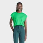 Women's Short Sleeve Extended Shoulder T-shirt - A New Day Green