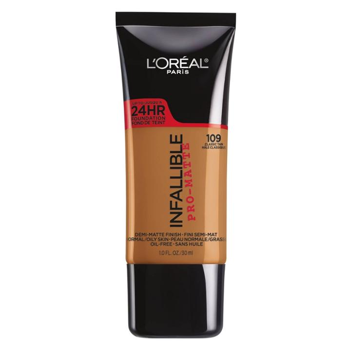 L'oreal Paris Infallible Pro-matte Foundation 109 Classic Tan 1 Fl Oz, Adult Unisex, Classic Tan