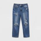 Women's Plus Size High-rise Distressed Straight Jeans - Universal Thread Medium Wash 14w, Women's, Blue